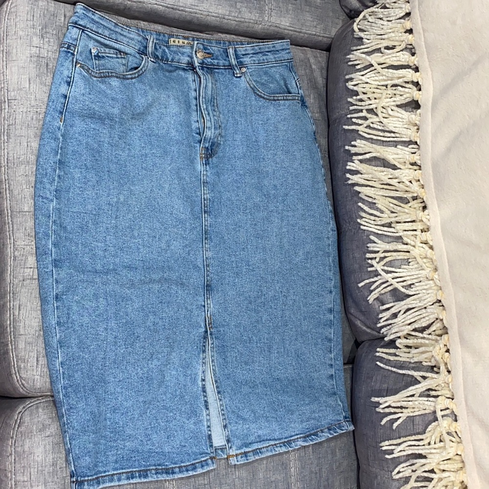 Light blue high waisted jeans skirt size 8